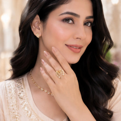 Golden Angel Wings Ring