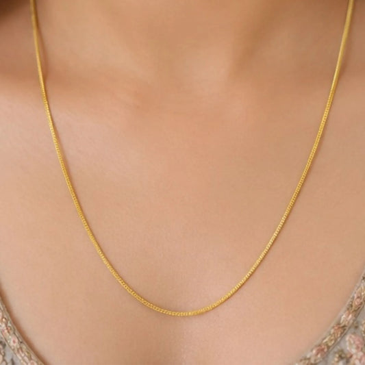 Classic Gold-Tone Unisex Snake Chain Necklace – Minimalist Everyday Chain