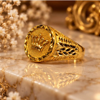 Men’s Gold-Tone Crown Design Statement Ring