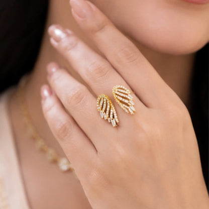 Golden Angel Wings Ring