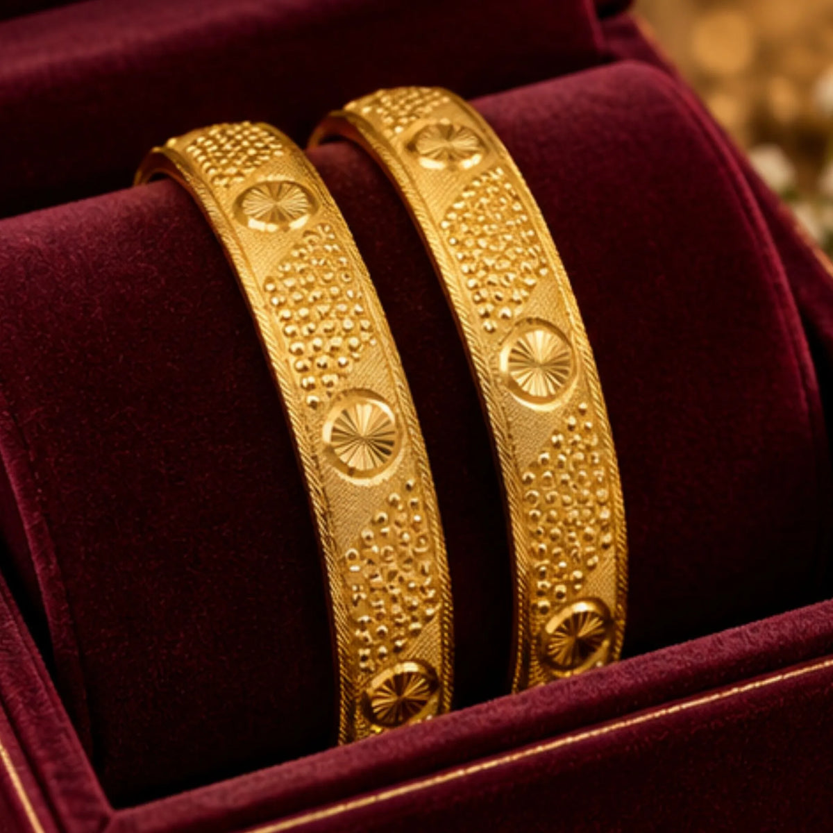 Textured Gold-Tone Traditional Bangle Pair