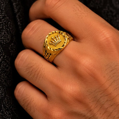 Men’s Gold-Tone Crown Design Statement Ring