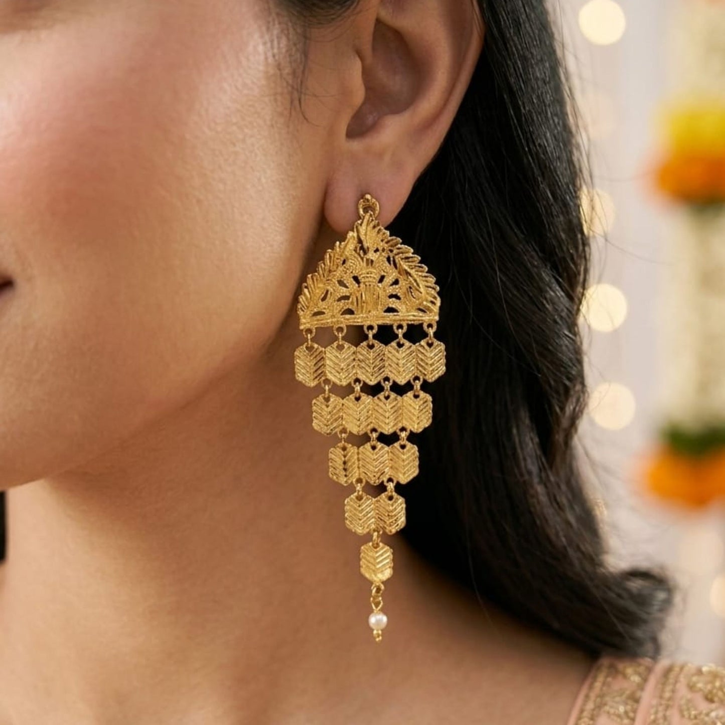 Traditional Peacock Gold-Tone Necklace Set