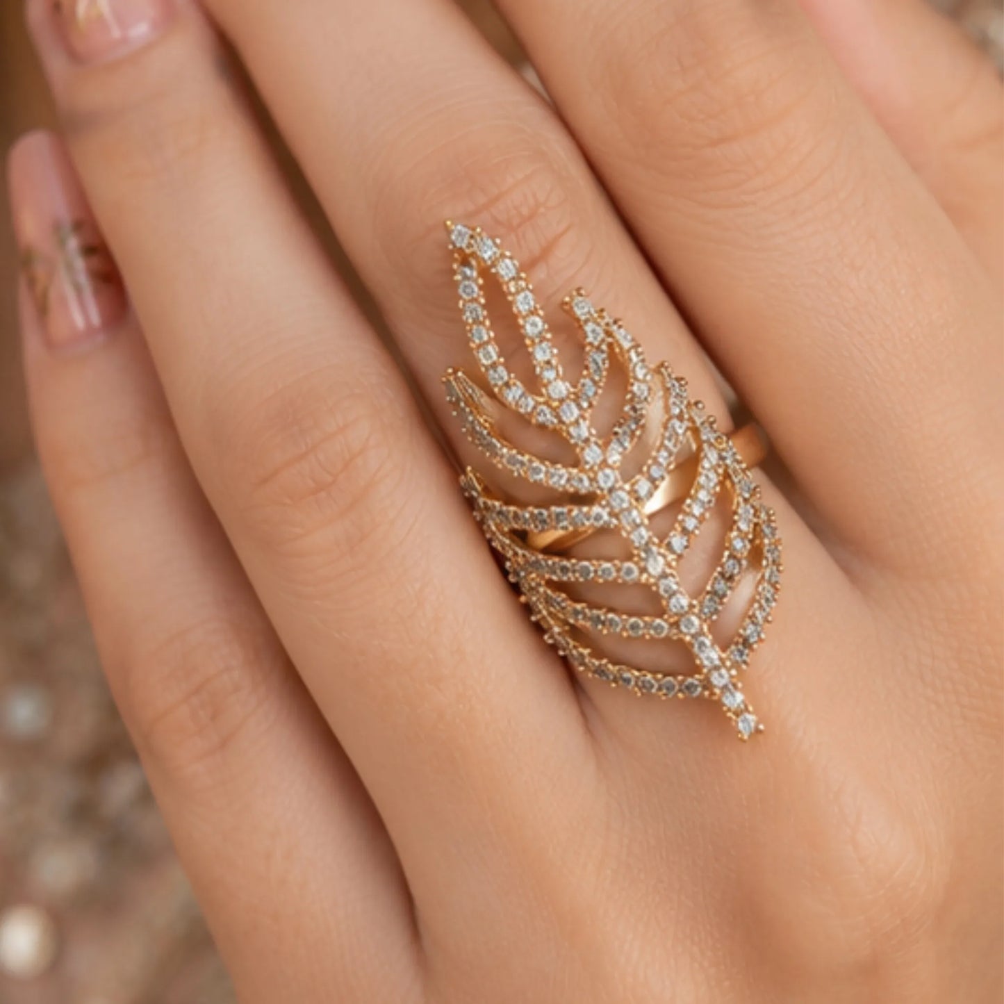 Golden Leaf Cocktail Ring