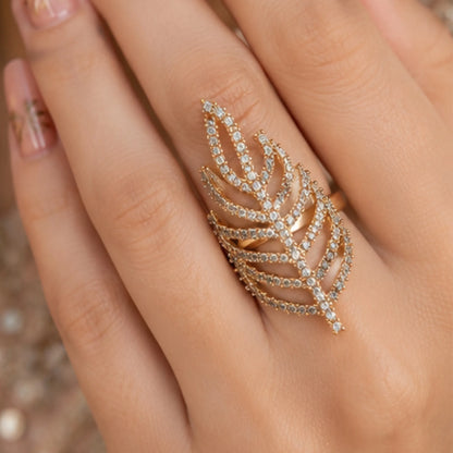 Golden Leaf Cocktail Ring