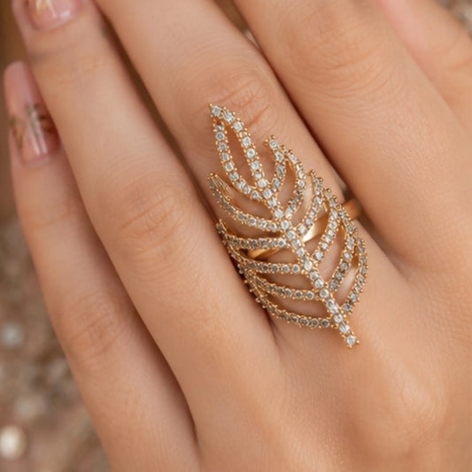 Golden Leaf Cocktail Ring