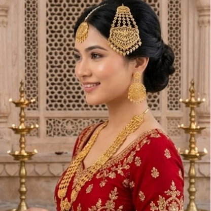 Traditional Long Necklace Set with Side Passa