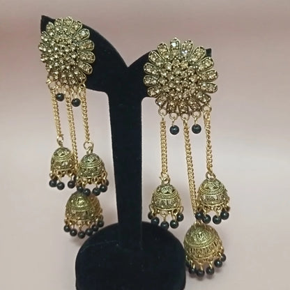 Ghunghroo Long Jhumka Earrings – Traditional Statement Party Wear