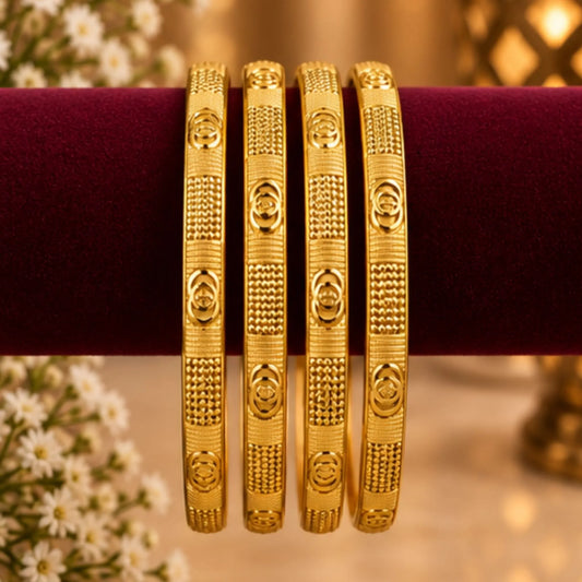 Traditional Gold-Tone Textured Bangle Set