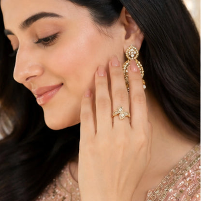 Golden Twin Marquise Ring