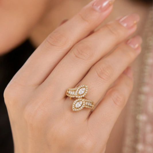 Golden Twin Marquise Ring