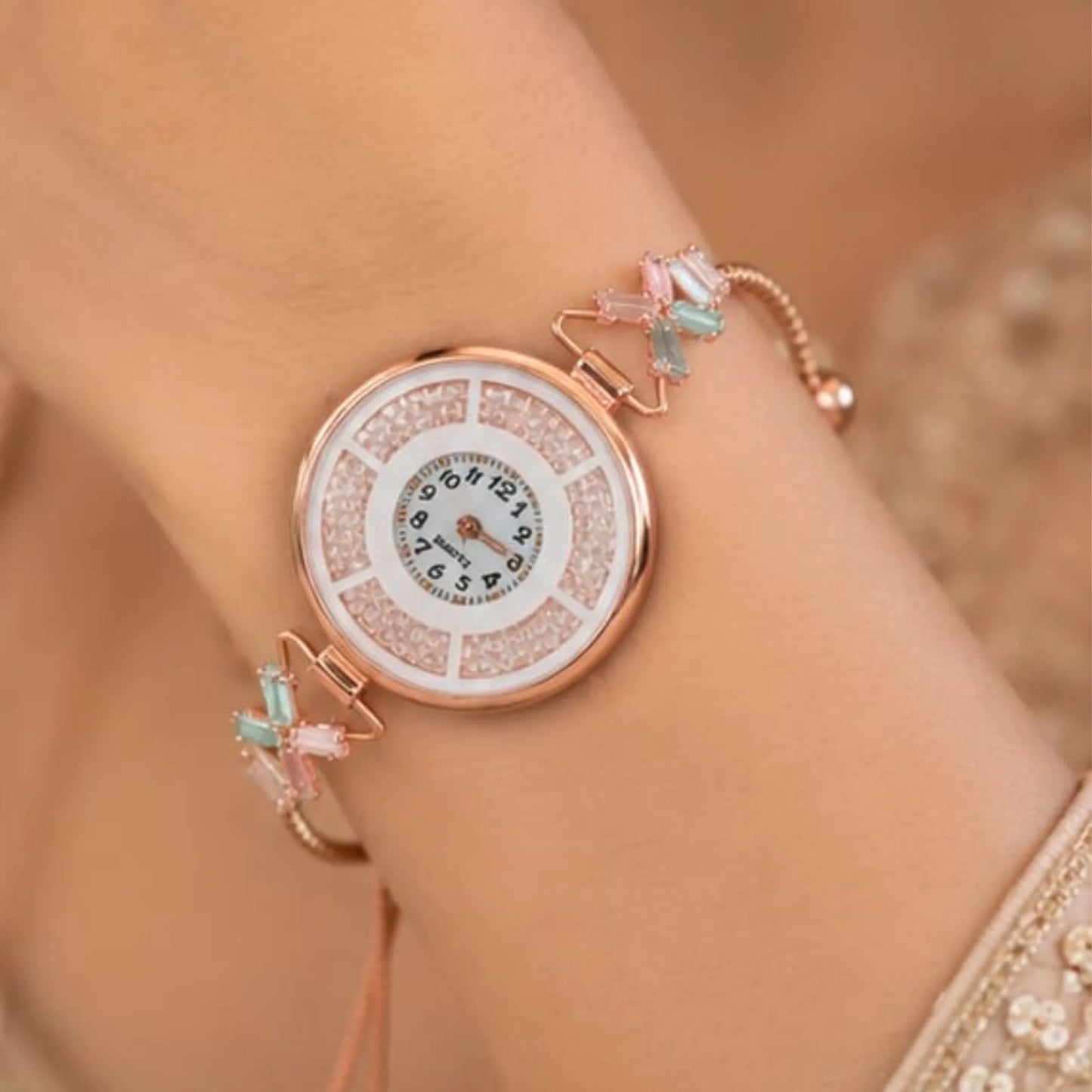 Rose Gold Butterfly Bracelet Watch for Women