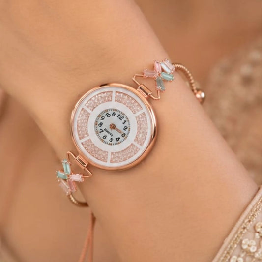 Rose Gold Butterfly Bracelet Watch for Women
