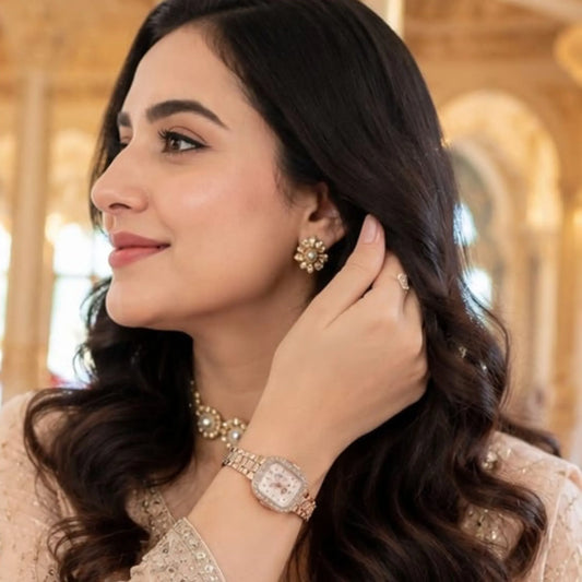 Rose Gold Crystal Bracelet Watch for Women