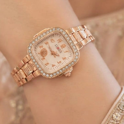 Rose Gold Crystal Bracelet Watch for Women