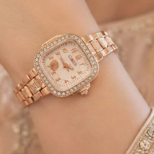 Rose Gold Crystal Bracelet Watch for Women