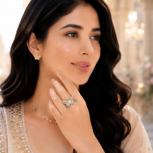 Golden Filigree Butterfly Ring