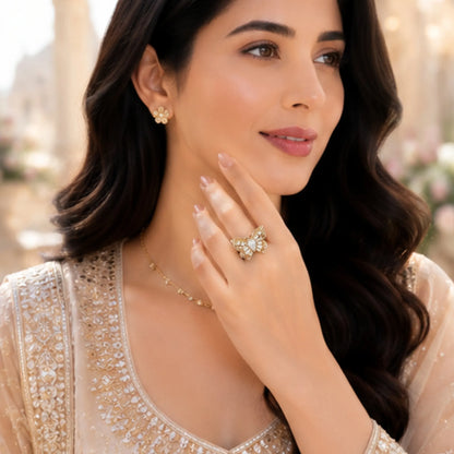 Golden Filigree Butterfly Ring