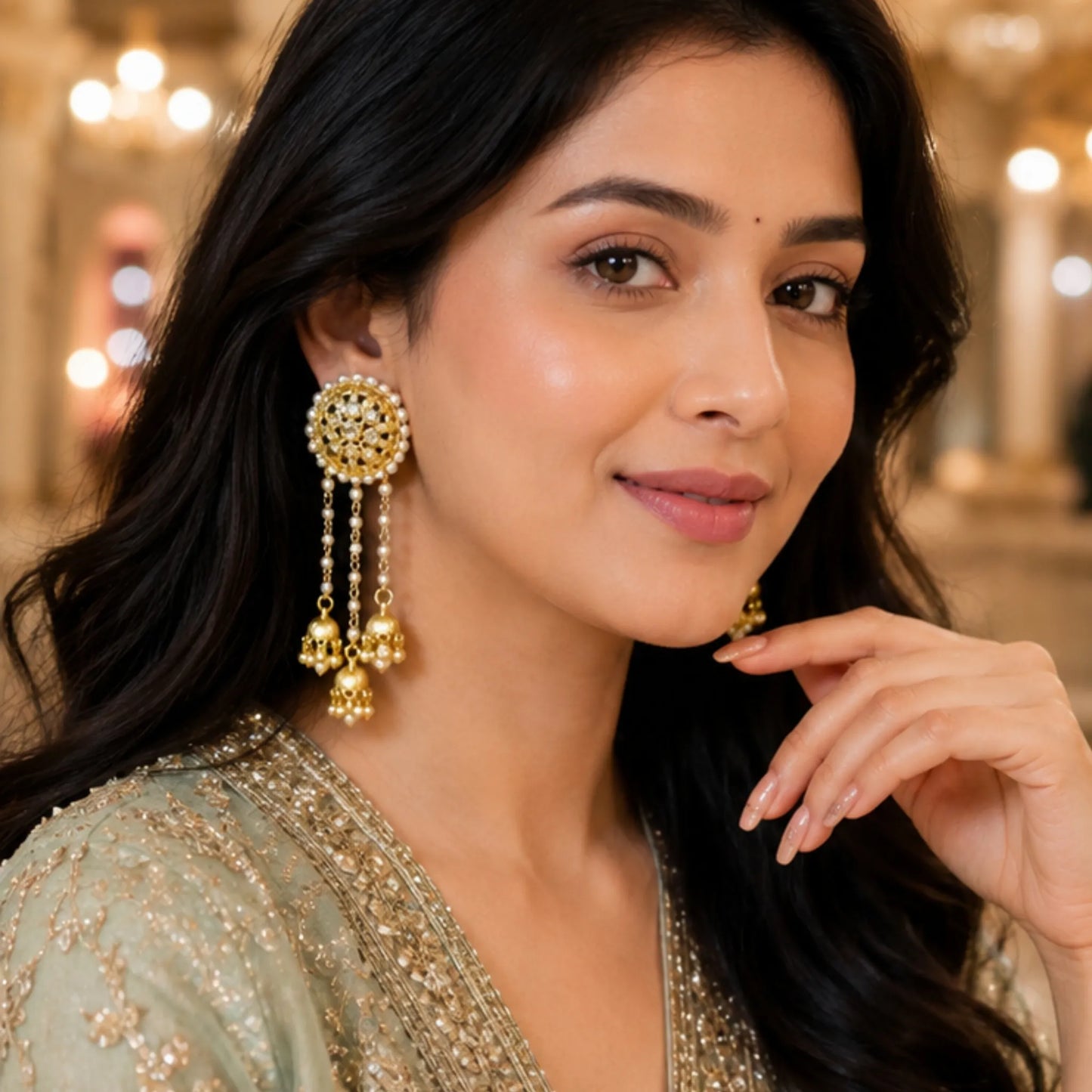 Pearl Jhumka Drop Earrings