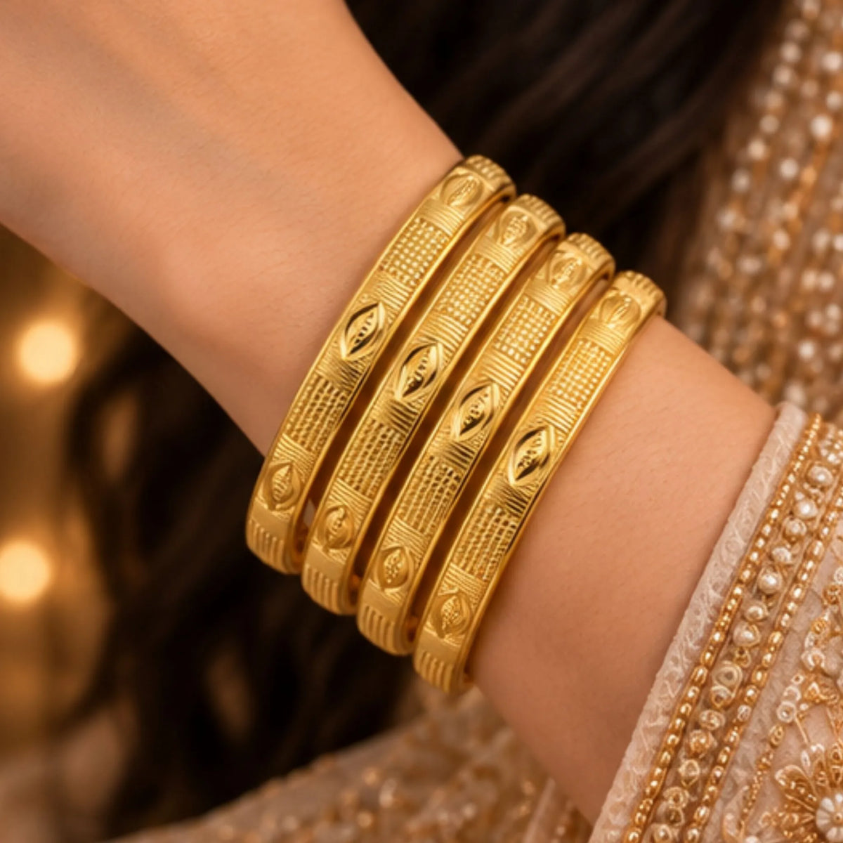 Traditional Gold-Tone Bangle Set