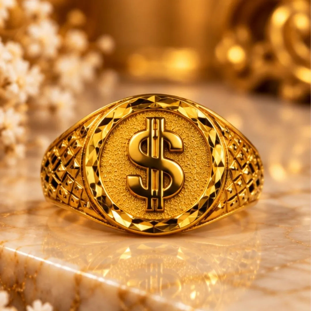 Men’s Gold-Tone Dollar Symbol Statement Ring