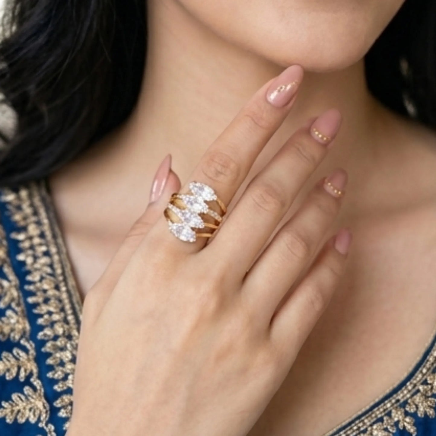 Golden Quad Marquise Ring