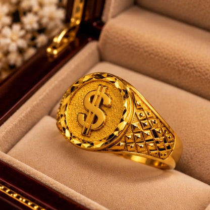 Men’s Gold-Tone Dollar Symbol Statement Ring