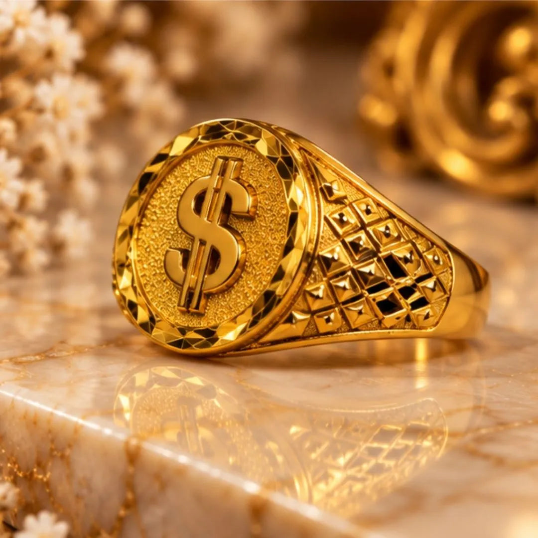 Men’s Gold-Tone Dollar Symbol Statement Ring