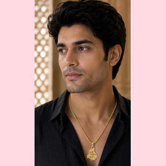 Unisex Gold-Tone AK47 Punjab Map Pendant Necklace – Statement Everyday Chain