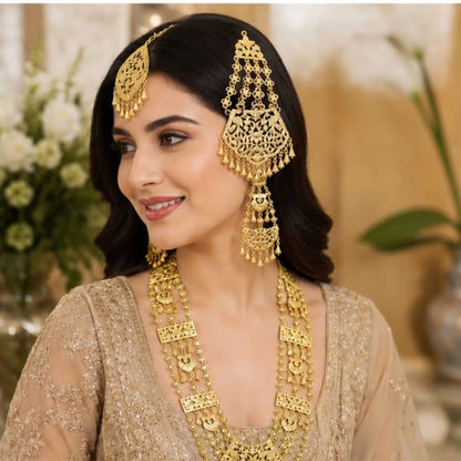 Traditional Bridal Long Necklace Set with Passa