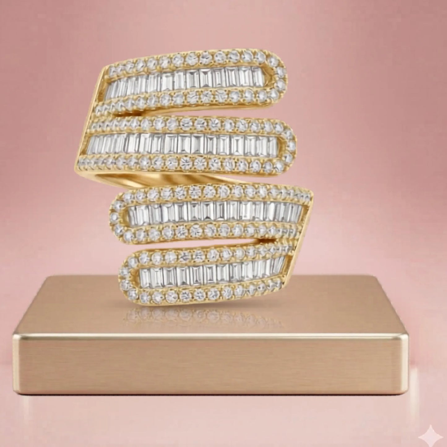 Golden Tiered Wave Ring