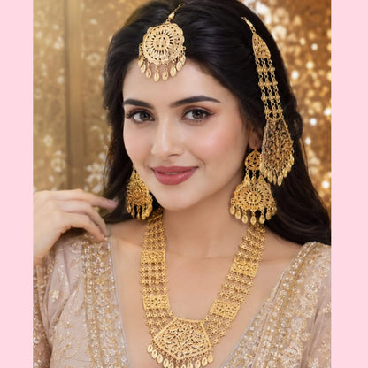 Traditional Bridal Long Necklace Set with Passa