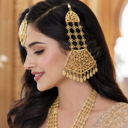 Traditional Bridal Long Necklace Set with Passa