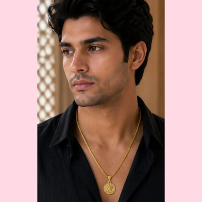 Unisex Gold-Tone Medusa Pendant Necklace – Luxury Inspired Chain