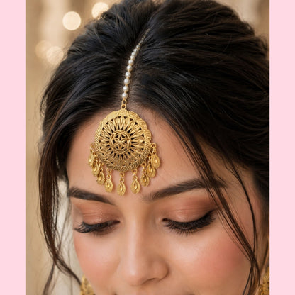 Traditional Bridal Long Necklace Set with tikka