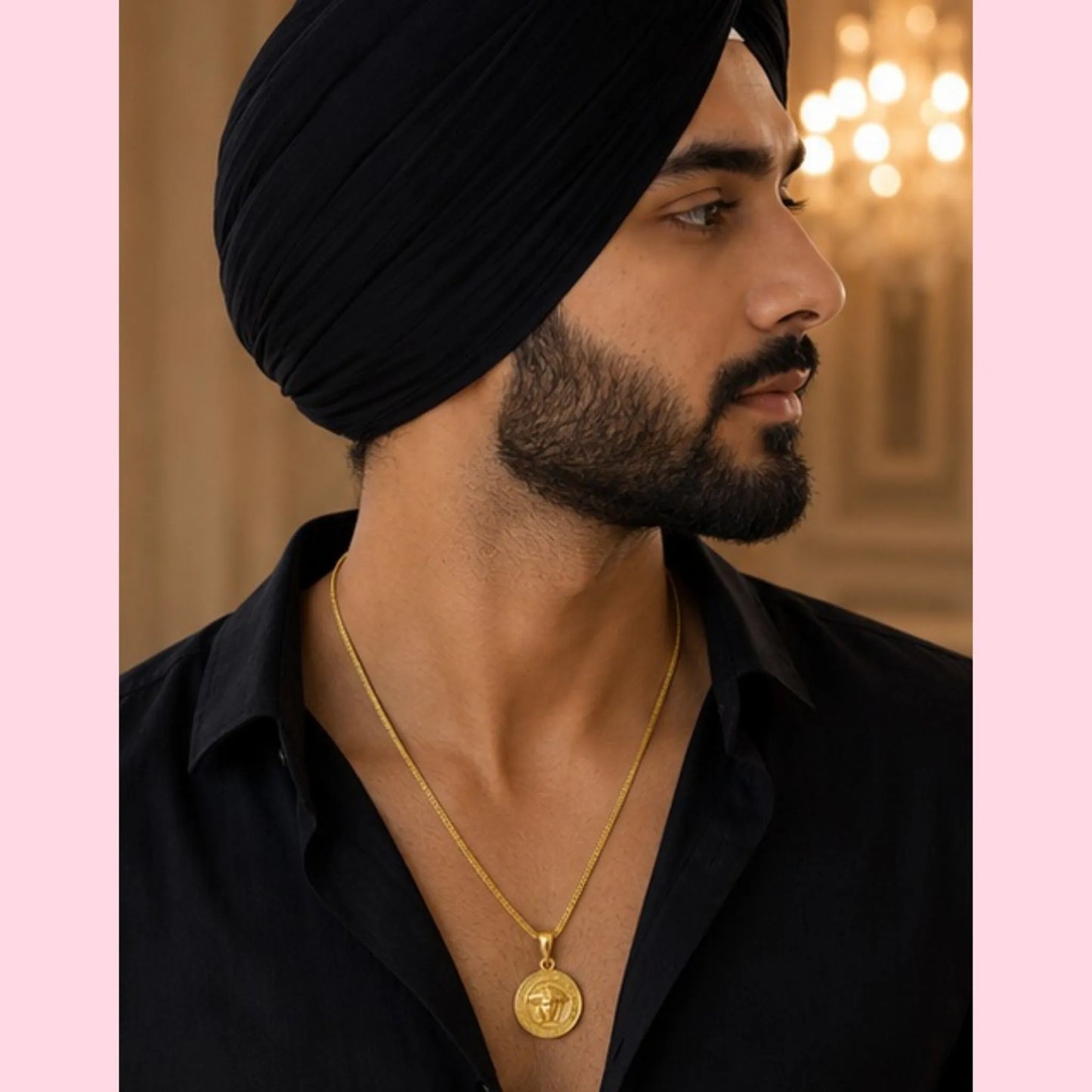 Unisex Gold-Tone Medusa Pendant Necklace – Luxury Inspired Chain