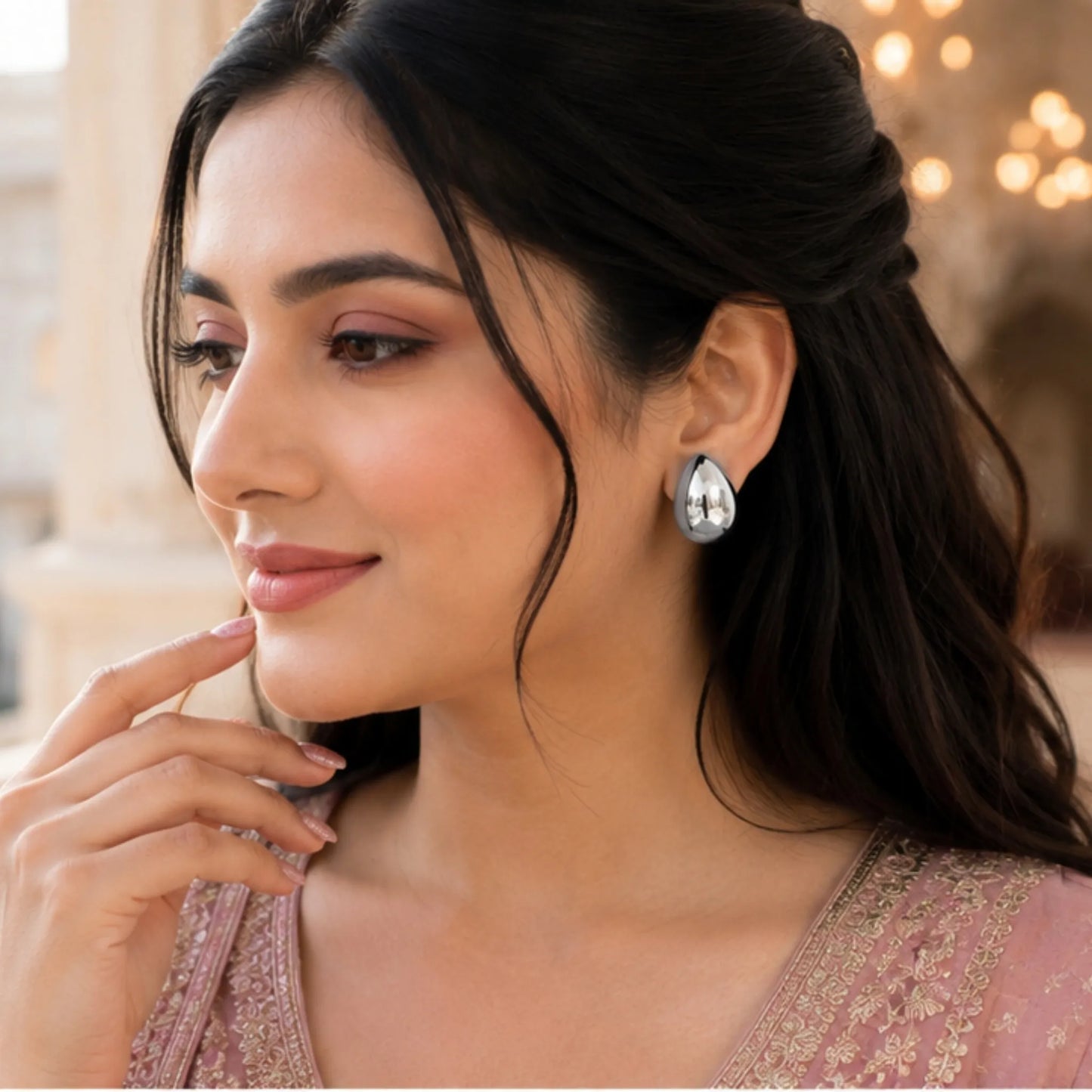 Silver Teardrop Stud Earrings