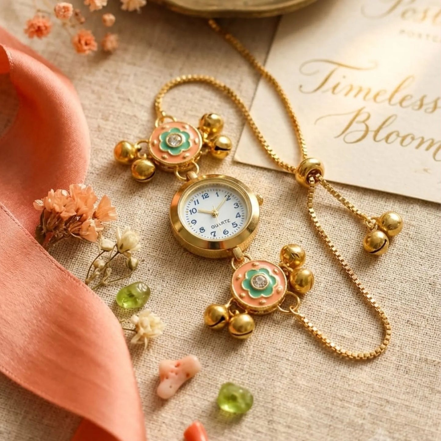 Floral Meenakari Bracelet Watch for Women