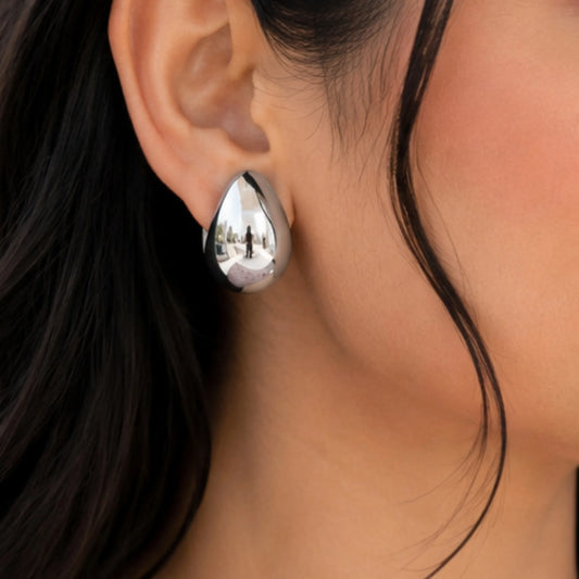 Silver Teardrop Stud Earrings