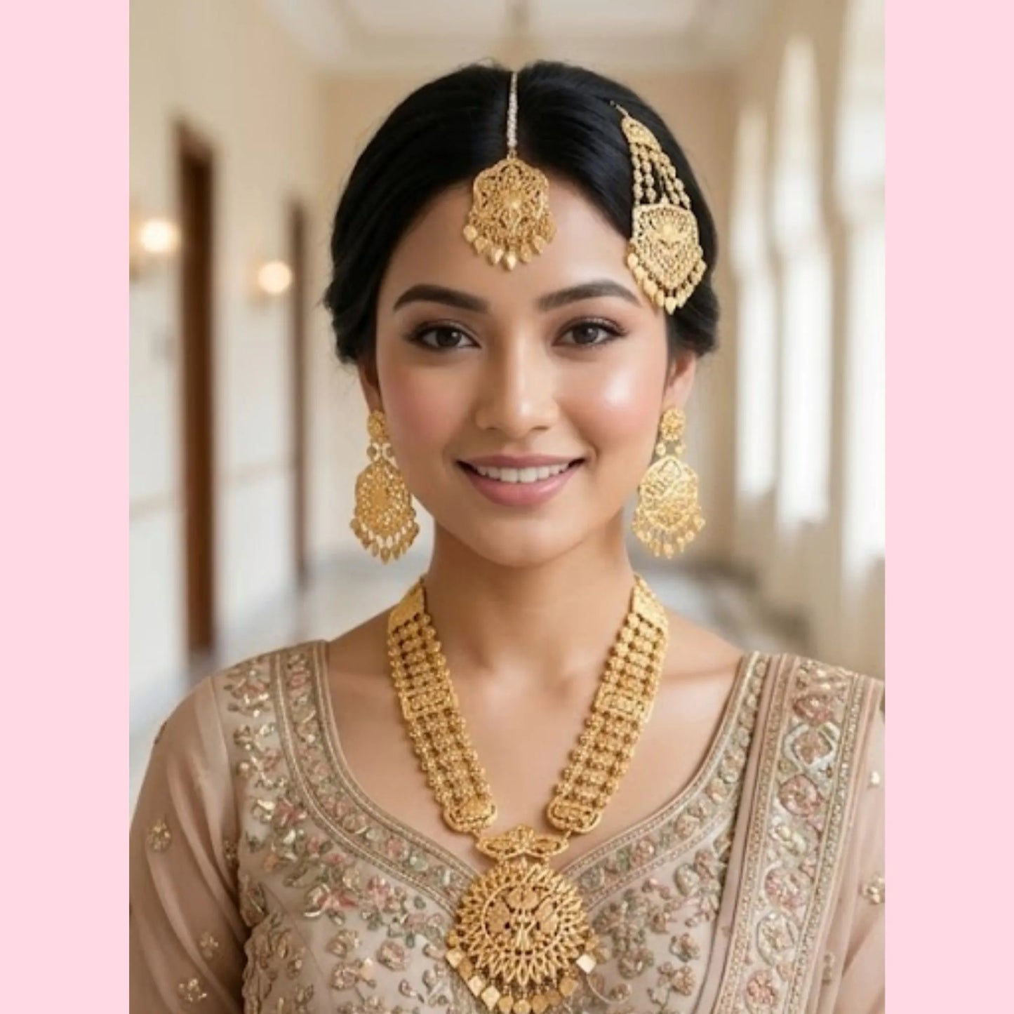 Traditional Gold Tone Tikka Passa Jewellery Set
