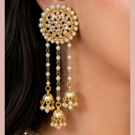 Pearl Jhumka Drop Earrings