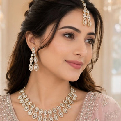 Stone Bridal Necklace Set with Maang Tikka