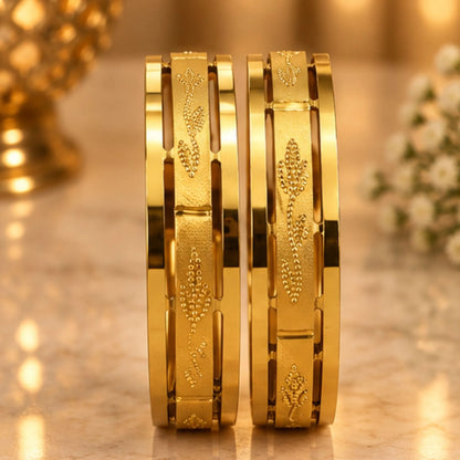Textured Gold-Tone Indian Bangle Pair