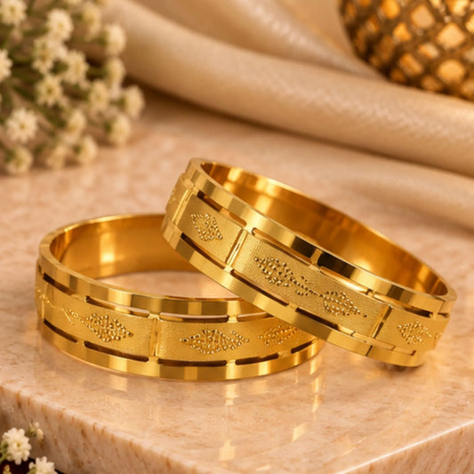 Textured Gold-Tone Indian Bangle Pair