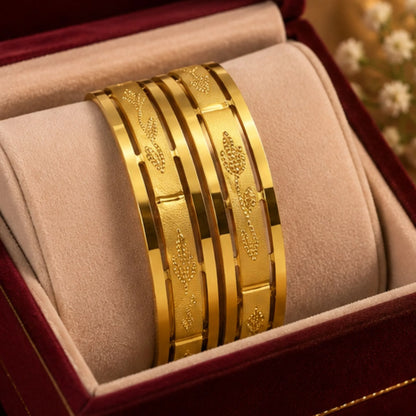 Textured Gold-Tone Indian Bangle Pair