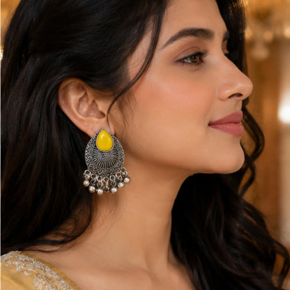 Pastel & Pastel-Chic Floral Oval Crystal Studs