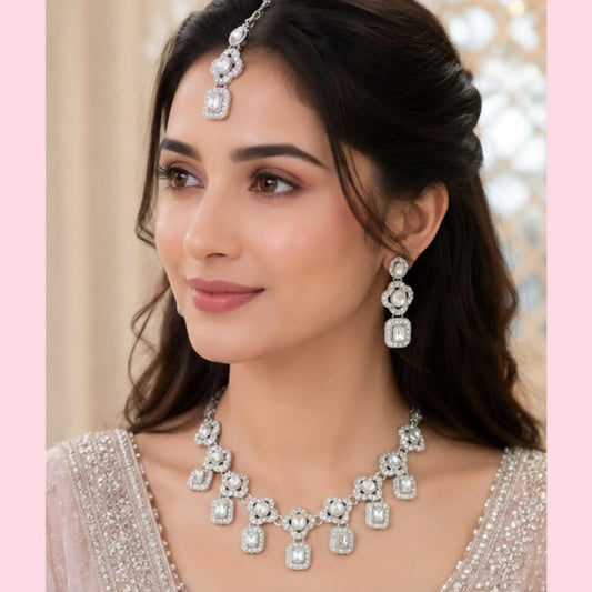 Stone Necklace Set with Maang Tikka