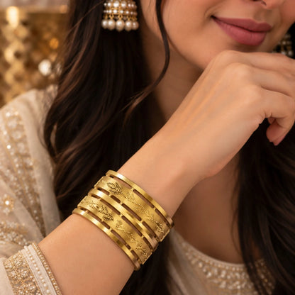Textured Gold-Tone Indian Bangle Pair
