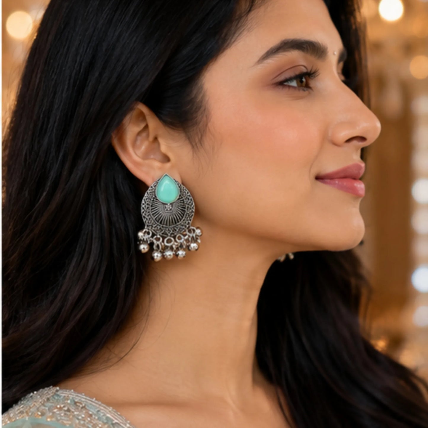 Pastel & Pastel-Chic Floral Oval Crystal Studs