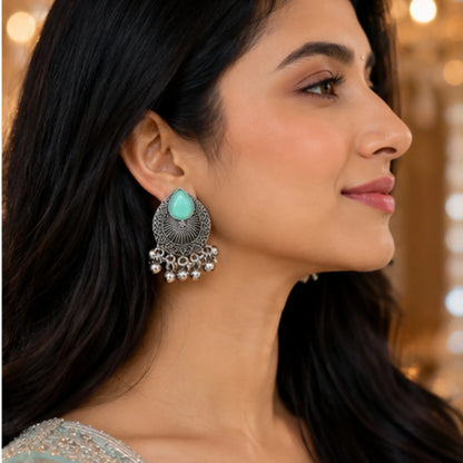 Pastel & Pastel-Chic Floral Oval Crystal Studs